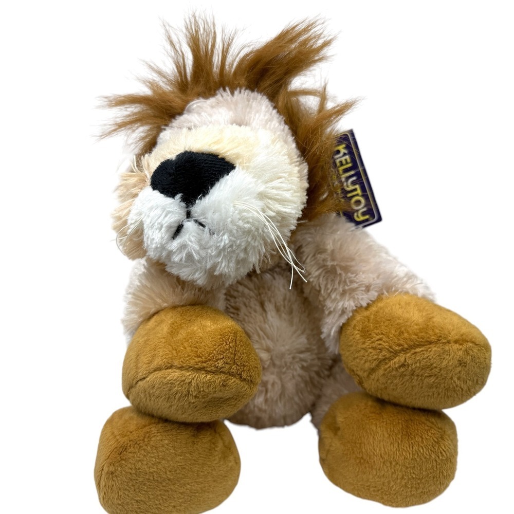 Kellytoy Lion Plush Stuffed Animal Toy Brown Tan Cream Mane 8-9" Soft Wild Cat